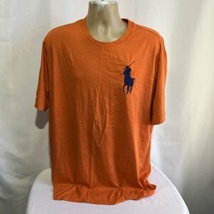 Polo Ralph Lauren Embroidered #3 Big Pony T-Shirt Men Sz XLT Tall Orange Casual